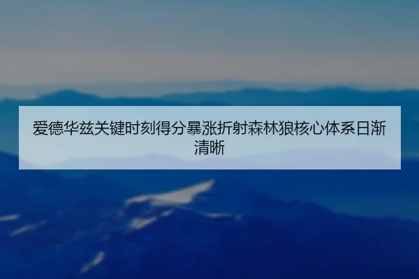 爱德华兹关键时刻得分暴涨折射森林狼核心体系日渐清晰